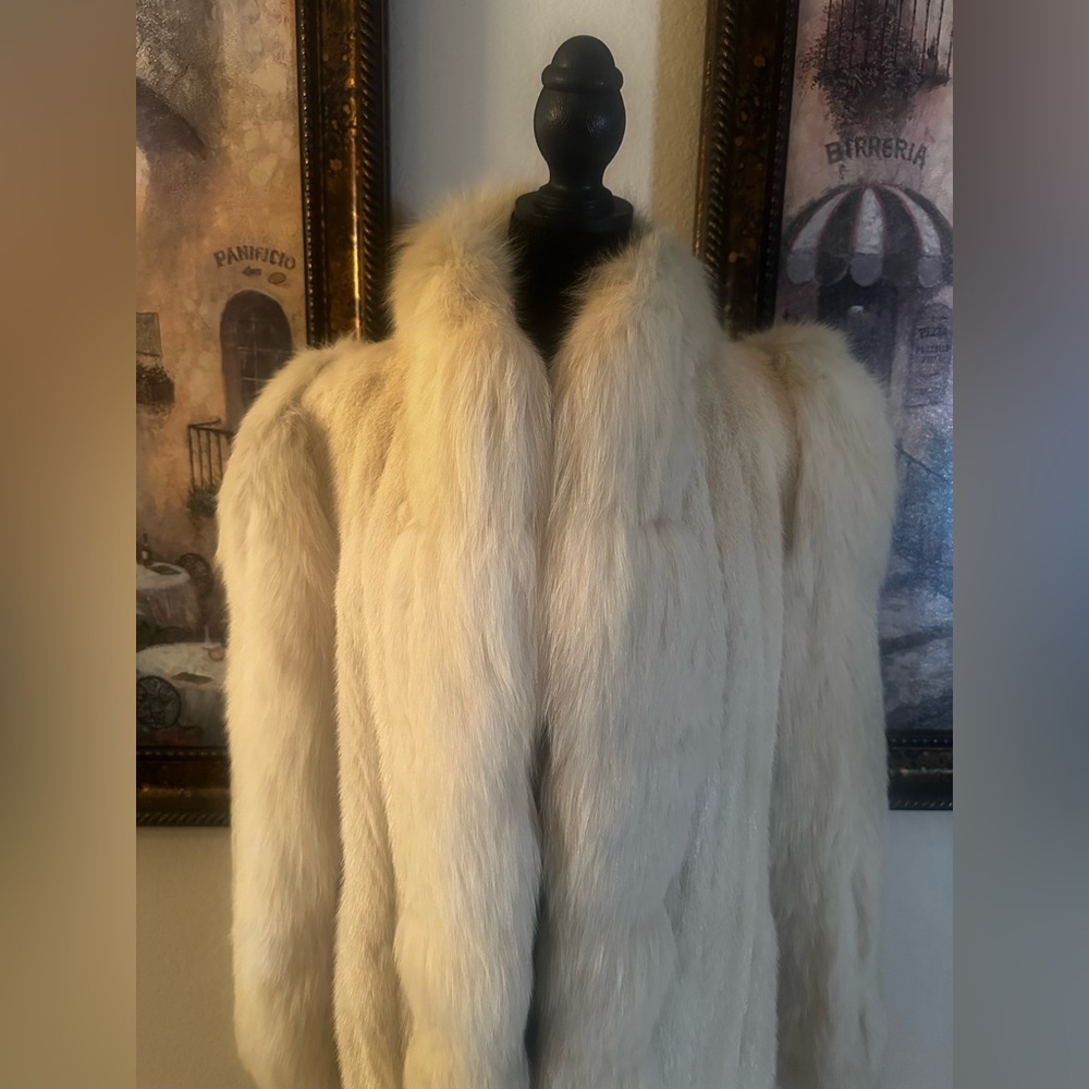 Rare Bloomingdale’s Mink & Fox Fur Full-Length Coat Luxury Ivory Opera Coat 46” - Picture 7 of 13
